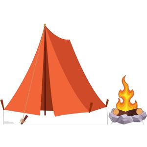 Cardboard People Tent and Campfire Life Size Cardboard Cutout Standup, One Size