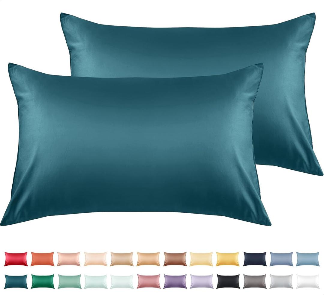 Warmstar 100% Cotton Toddler Pillowcase Set of 2, 600 Thread Count 13x18 Toddler Pillowcases Soft & Breathable, Cotton Travel Pillow Case Cover 13"x 18" with Envelope Closure,Dark Teal