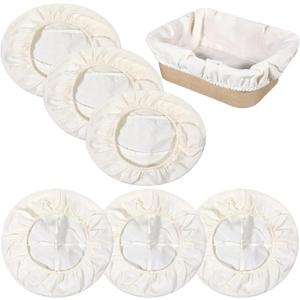 6 Pcs Banneton Liners, Banneton Covers 10 inch Bread Proofing Basket Liner, Reusable Natural Rattan Liners Cloth Sourdough Cover for Bakery Home Baking, 3 Round & 3 Oval Sourdough Proofing Covers