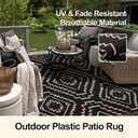 Wonnitar 9x12 Outdoor Rug, Large Waterproof Reversible Plastic Straw Rug for Patios, Indoor/Outdoor Area Rug Lightweight Camping Rug for Outside RV Balcony Garden Deck, Black & Beige