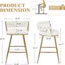 VECELO Bar Stools Set of 2, Counter Height Bar Stools, 26 inch Seat Barstools with Woven Back and Footrest for Kitchen Island Counter, White