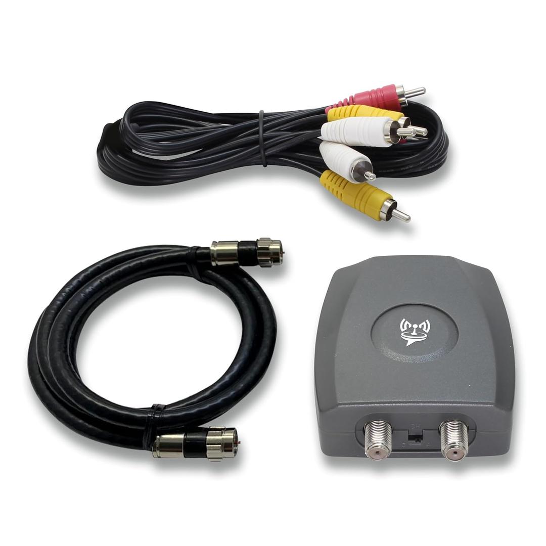 SatelliteSale RF Modulator RCA Composite to RF Coaxial Converter Includes AV RCA Cable and Power Supply