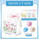 SilTriangle 30 Pcs Wildflower Gift Bags with Handle 7.8 x 7.8 x 3.1'' Clear PVC Spring Gift Bags with Bow Ribbon Reusable Floral Plastic Goodie Tote Bag for Bridal Baby Shower Birthday Tea Party Favor