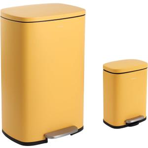 happimess HPM1006L Connor Rectangular 13.2-Gallon Trash Can with Soft-Close Lid and Free Mini Trash Can, Daffodil Yellow for Home, Kitchen, Bathroom, Living Room, Office (Daffodil Yellow) happimess HPM1006L Connor Rectangular 13.2-Gallon Trash Can with Soft-Close Lid and Free Mini Trash Can, Daffodil Yellow for Home, Kitchen, Bathroom, Living Room, Office (Daffodil Yellow)