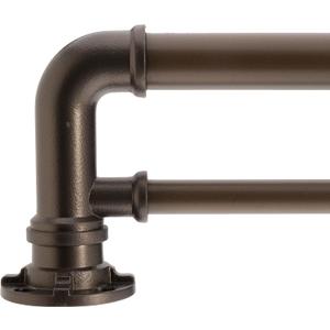 Decopolitan 1" Industrial Double Curtain Rod Set, 72 to 144 Inches, Dark Bronze