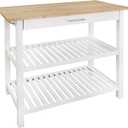 Casual Home Kitchen Island with Solid American Hardwood Top, Natural/White, 40" W x 20" D x 36.5" H (373-91)