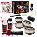 Dress-Up-America Halloween Makeup Kit - Face and Body Wax, Latex and Fake Blood Costume Face Paint Set - SFX Realistic Bloody Halloween Makeup Set for Teens and Adults