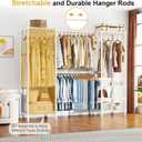 Ulif E7 Heavy Duty Garment Rack, Clothes Organizer and Storage Rack with Expandable Hangers, Metal Clothing Rack with 6 Wire Shelves, (52.3"-72") W x 14.5" D x 71.2" H, Load 838 LBS, White