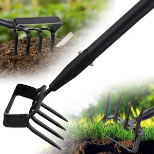 Garden Hoe Tool - Heavy Duty 2 in 1 Hula Scuffle Hoes with Cultivator Tiller for Weeding Grass,Loosening Soil,Sharp Blade,36-60 Long Handle,Push Pull Action Hoe with Scraper Rake for Gardening