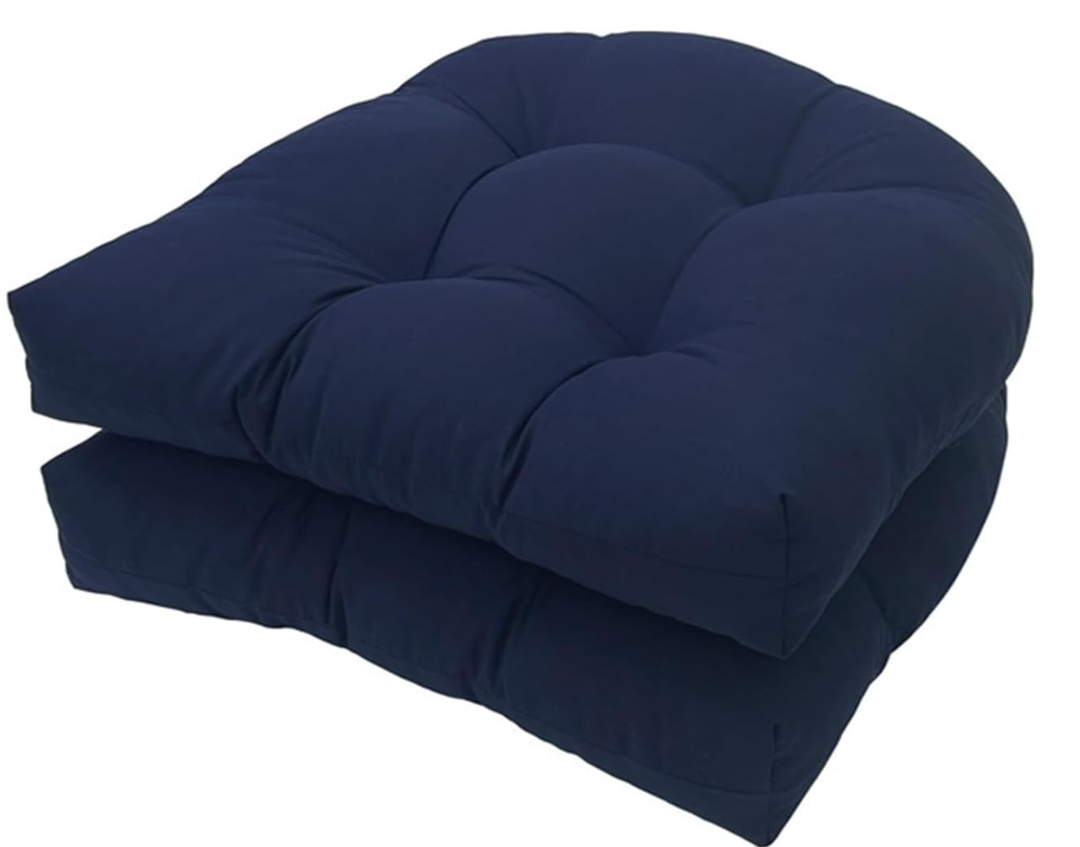 Outdoor Chair Cushions 2-Pack Replacement Cushions for Rattan Chairs & Swing Chairs Comfortable Patio Seat Cushions Waterproof Blue Garden Pillow