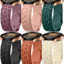 6Pack Engraved Band Compatible with Samsung Galaxy Watch 5 Band/Galaxy Watch 4 Bands/Galaxy Watch 3 Bands/Active 2 Watch Bands,20mm Leopard Silicone Sport Strap Replacement for Women Men (Small (5.5"-7.1"), Black,Brown,Blackish Green,Smoke Purple,Sand Pink,Cream)