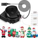 Air Blower Fan for Inflatables, 12V 0.8A Mini Airup Replacement Blower Fan with 1.0A Adapter and 3 LEDs Bulbs Light for Halloween and Christmas Inflatables (IP68 Waterproof, 4500RPM, 3.8 * 3.8'')