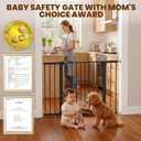 Mumeasy 29.6-46" Baby Gate for Stairs, Pressure Mounted Dog Gate for Doorways, Auto Close Pet Gate for Indoor Use, Extra Wide Child Gate with Walk Thru Door Black, Mom's Choice Awards Winner