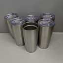 20oz Tumbler Bulk Stainless Steel Tumblers with Lid Vacuum Insulated Double Wall Travel Coffee Mug Powder Coated Tumbler Cup for Hot and Cold Drinks(Stainless Steel, 6 pack)