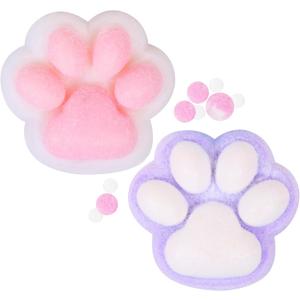 2pcs Cat Paw Squishy Toy, 5 in Big Cute Kawaii Fufu Squishies, Sticky Cat Paw Fur Ball, Super Soft Stress Relief Funny Fidget Toys, Novelty Things Suitable for Adults Kids
