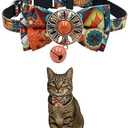 GoldTiger Cat Collar with Bow Tie, Premium Breakaway Cat Collar with Bell - Adjustable Pet Accessory for Small to Medium Cats (7.08-11.02 inches)