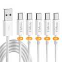 USB C Cable (5-Pack 3.3+3.3+3.3+6+6ft), USB A to USB C Fast Charging Cord and Other Type c Devices-White