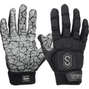 Sports Unlimited Max Clash Lineman Adult/Youth Padded Football Gloves, Lineman Football Gloves, Men's and Boys Offensive/Defensive Line (Black) Size: Youth X-Large