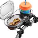 Universal Stroller Snack Tray: Cup Holder Tray with Silicone Flexible Arms Grip Stroller Tray with Dust Cover - Stroller Tray Attachment with Cups Holder for Baby & Toddler Stroller Accessories (gray)