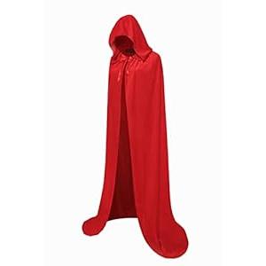 Regenboog 59inch Red Velvet Cape with Hood, Full Lenght Cloak for Adult, Christmas Halloween Costume, Masquerade, Witch Cape, Wizard Cape Adult, 150cm