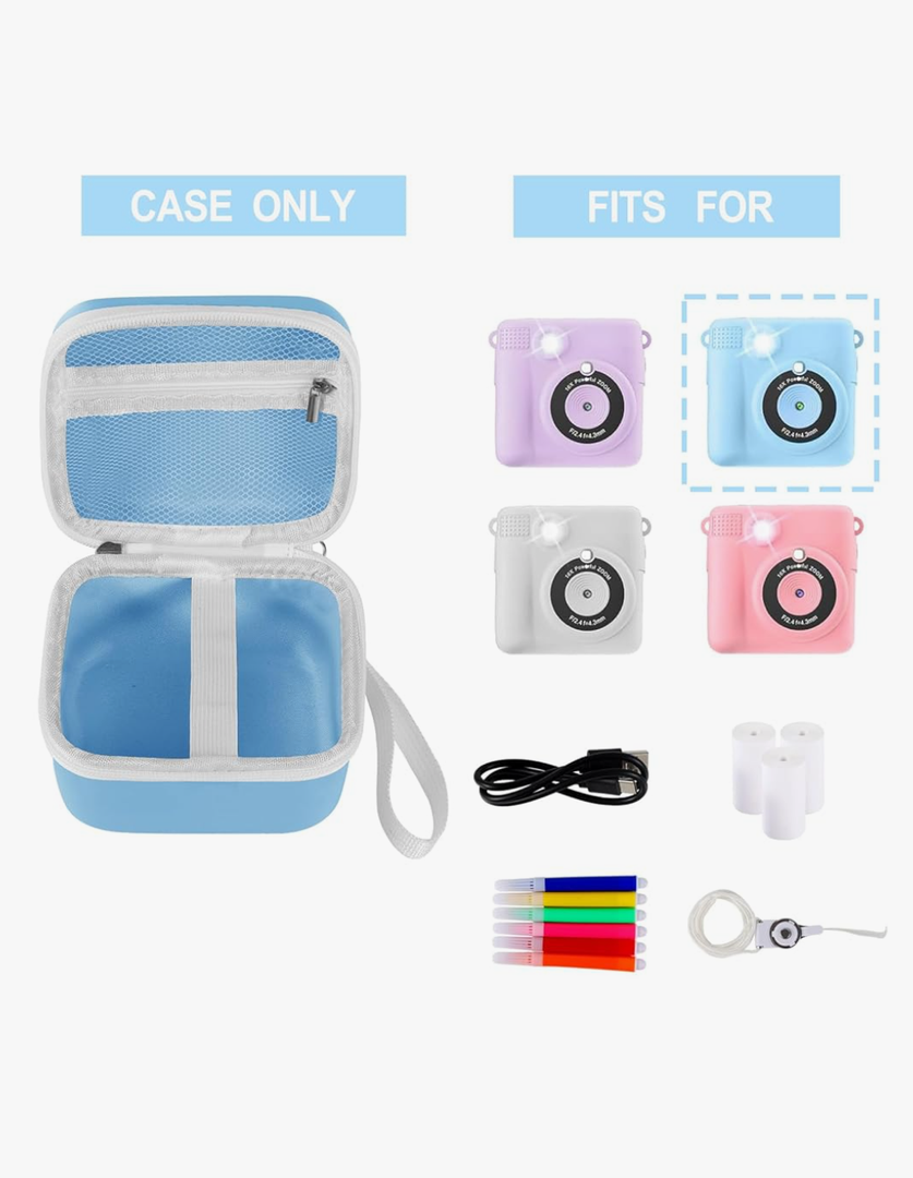 Blue Kids Camera Case for Instant Cameras - Storage Bag Compatible with Digital Video Cameras for Girls and Toddlers（Case Only）