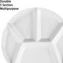 Artestia Fondue Plates Divided 5-Sections Round Ceramic Dinner Plates Set of 4, Chip & Dip Serving Trays Perfect for Serving Fondue Food, Sauces and Condiments