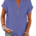 ANRABESS Womens Short Sleeve Henley Tops V Neck Dressy Casual Blouses Summer Trendy Tee Shirts 2025 Vacation Fashion Clothes, Size: M