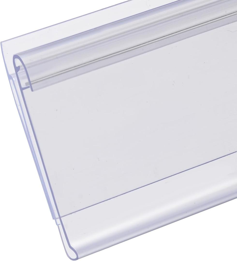 Shelf Label Strips with Shelf Talker Grippers, 50 Pack Snap-in 1.25H Shelf Strip Price Tag Holder Fits Standard Gondola Shelf Channel, Clear Plastic Front and Back Sign Holder for 48 Long Shelf, 47-11/16 inches