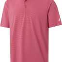 MICHEL ROUEN Golf Shirts for Men Short Sleeve Lightweight Quick Dry Pin Striped Casual Collared Polo Shirts (XL, Orange Purple Stripe)