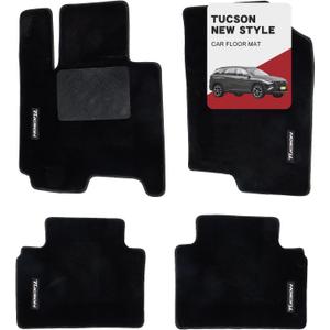 ROJ Custom 3D Fit Wool Floor Mats for Tucson 2021-2024 - Glow Logo, Black Anti-Slip Mats, Easy to Install & All-Weather Protection