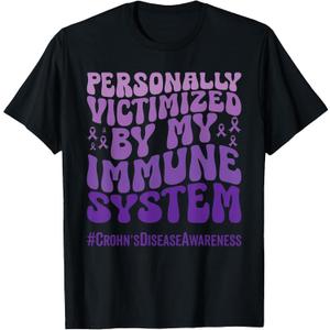Inflammatory Bowel IBD Crohn's Awareness Crohns Warrior T-Shirt (Large, Black)