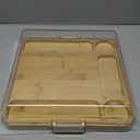 Charcuterie Board with Locking Lid Sauce Grooves, Travel Portable Bamboo Cheese Board, Bamboo Cutting Board, Multipurpose Covered Serving Tray with 5 Compartments for Kitchen New Home