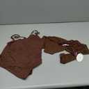 Avidlove Womens Long Sleeve Bodysuits Mock Turtle Neck Shapewear Bodysuit Sexy Mesh Bodysuit Two Piece Outfit Cami Tops (Large, Brown)