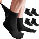 Diabetic Ankle Socks for Men 9-12 Non-Binding, Thin Cotton Wide Ankle Socks Loose Fitting Top Black 4 Pairs, Size: 10-13