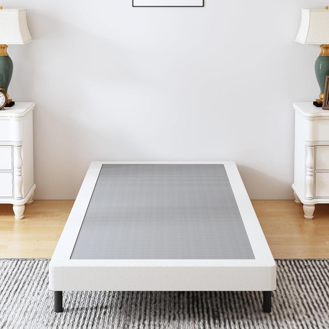 Box Springs Twin 4 Inch, 1500lbs Heavy Duty Metal Frame Mattress Foundation, Non-Slip/No Noise/Easy Assembly/Easy Clean Cover