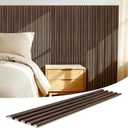 WPC Slat Wall Panels 16 Pack 48" x 6", Waterproof Fluted Wall Paneling, Accent 3D Wall Panel for Wall Decor, Bathroom, Bedroom, Office - Low Grille Walnut (Cover Approx.32 sq.ft)