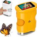 1000X Handheld Microscope, 2026 Upgraded Portable Mini Pocket Microscope with 4k 2.0" Screen, Digital Magnifying Glass Scope Science Kits for Home School Lab (Orange)