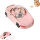 3-in-1 Hamster Car Toy, Silent Dwarf Hamster Running Ball and Exercise Wheel, 4.8 Inches, Small Pet Activity Center (Pink)