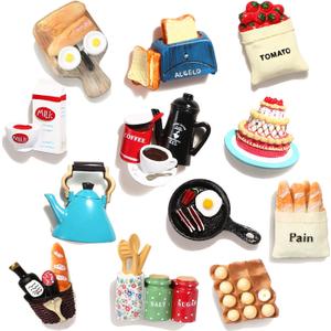 12pcs Food Fridge Magnets for Fridge Fun Cute Magnet Refrigerator Stickers for Kitchen Magnet Decorative Strong Resin Magnets Home Decor Office