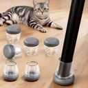 Chair Leg Floor Protectors for Hardwood Floors  Smooth Nylon Base Wont Trap Cat or Dog Hair, Clear Silicone Caps No Scratch & Silent on Carpet & Tile (32 Pack, Fits 1/2" to 3/4") (Round Small)