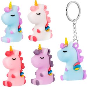 PRETYZOOM Unicorn Rubber Keychains, Set of 20, Cartoon Keychains for Kids, Goodie Bag Fillers Backpack, Purse, Luggage, Birthday Party Favors