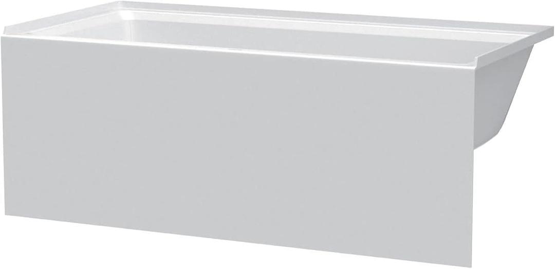 Fine Fixtures Acrylic, Fiberglass Alcove Soaking Bathtub with Integral Apron Front in Glossy White - Right Hand Drain, 60" x 30"