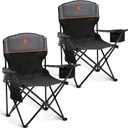 ALPHA CAMP Camping Chairs 350LBS Capacity, Heavy Duty Folding Chair with 4-Can Cooler Bag, Portable Outdoor Chair with Cup Holder for Adults, Collapsible for Tailgating, Beach, Fishing