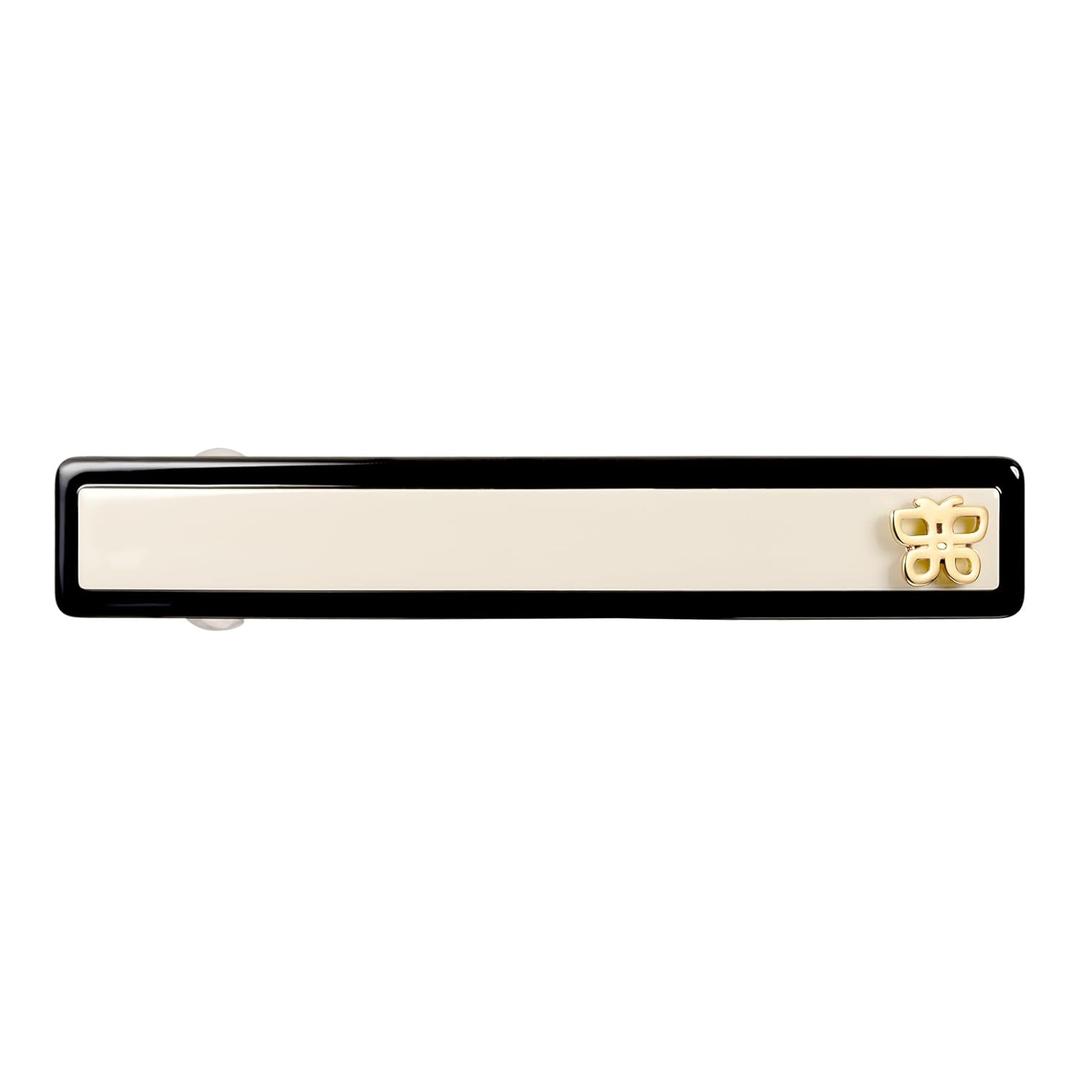 SHE'S FREE STYLE JUST FOR YOU [Chanel-style] Hair Barrette for Women, Acetate Resin Barette, Classic Black & White, French Hair Accessory for Thin Hair, Anti-Slip for Half-Hair (Small,3.1 inch,1 Pcs)