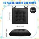 Timgle 16 Pack Seat Cushion Chair Cushions Pads Patio Cushions for Furniture Chair Pads with Ties Non Slip Mat for Kitchen Office Dining Sofa Indoor Use, 16 x 16 Inch(Black)