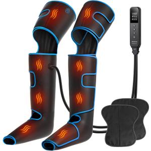 CINCOM Leg Massager with Heat and Compression, 3-in-1 Foot Calf & Thigh Massager for Circulation and Pain Relief Helpful for Lymphedema Edema Restless and Relaxation - FSA HSA Eligible (Blue)