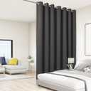 BONZER Extra Wide Room Divider Curtain Total Privacy Wall Grommet Top Thermal Insulated Blackout Curtains for Slide Window, 96L x 150W Inch (8L x 12.5W ft), 1 Panel, Dark Grey