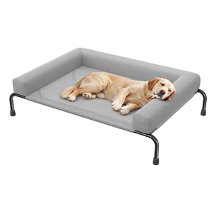 Simple Trending Elevated Dog Bed for Large Dogs with Bolsters, Grey (47.75"L x 31"W x 8"H)