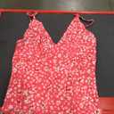 WDIRARA Women's Floral Print Tie Shoulder Split Thigh Sleeveless Boho Cami Dress Hot Pink White, Medium