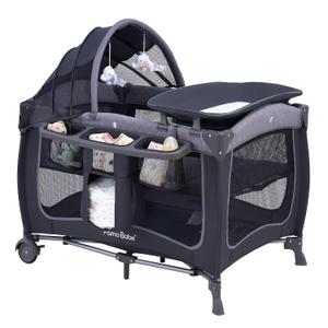 Pamo Babe Baby Playard with Canopy, Portable Crib with Changing Table